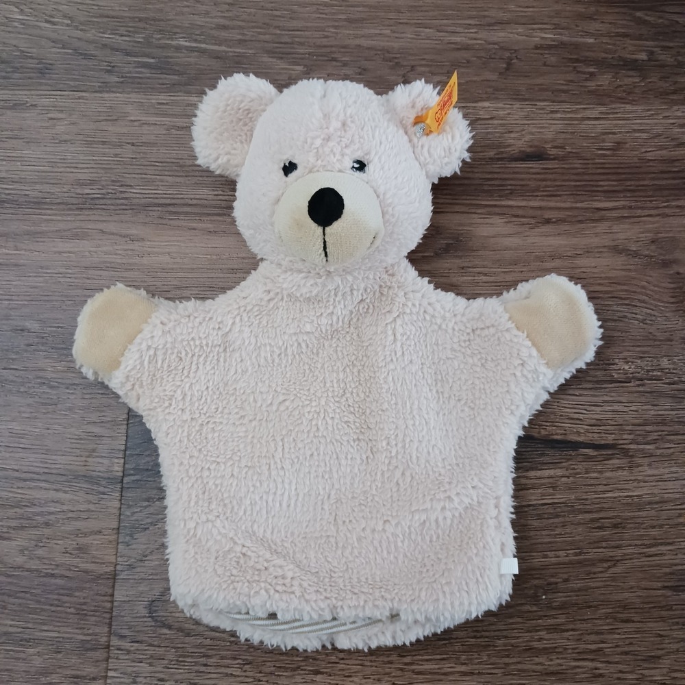 Steiff Fynn the‎ Teddy Bear Hand Puppet Soft Plush Beige Kids Toy 242007